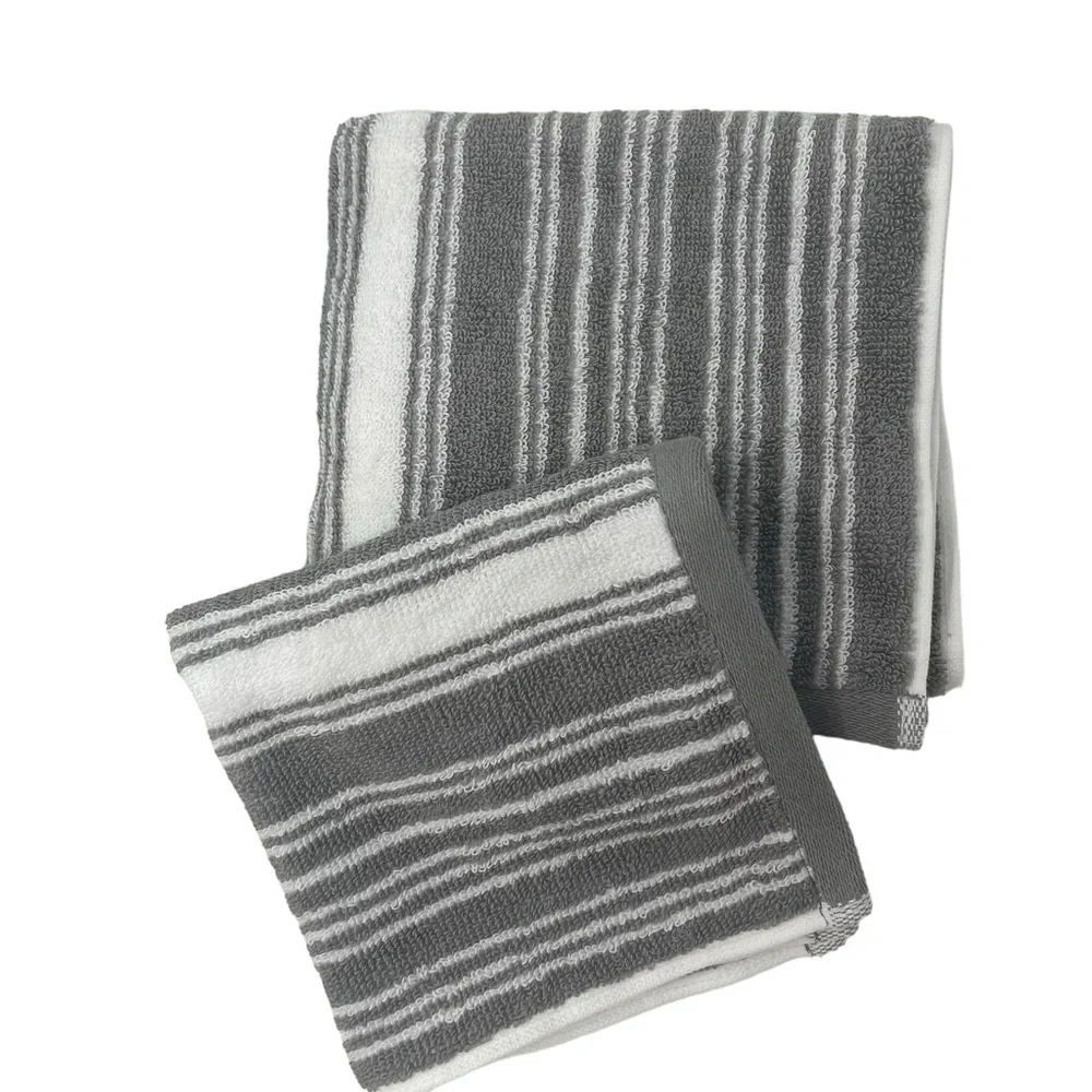 Lauren Ralph Lauren Sanders Pewter Hand Towel & 1 Wash cloth Set NWT